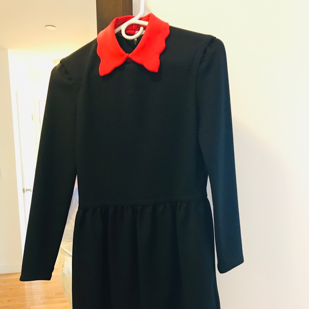 Maje little black dress with removable red collar